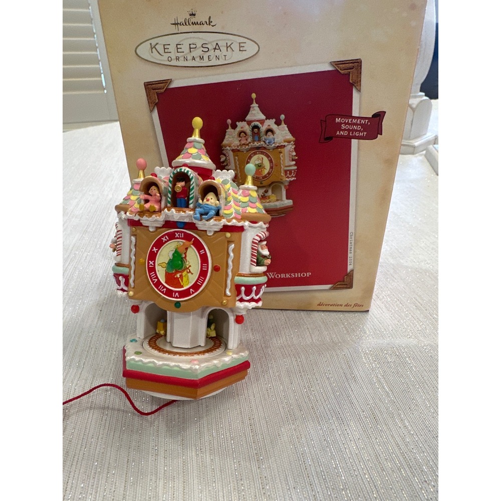 Hallmark Keepsake 2004 Ticktock Workshop Ornament Sound Light Motion chrismtas